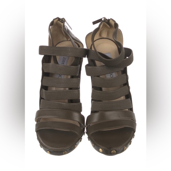 Jimmy Choo Green Leather Sandals - Picture 3 of 5